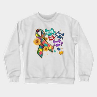 Puzzle Ribbon Autism Awareness Gift for Birthday, Mother's Day, Thanksgiving, Christmas Crewneck Sweatshirt